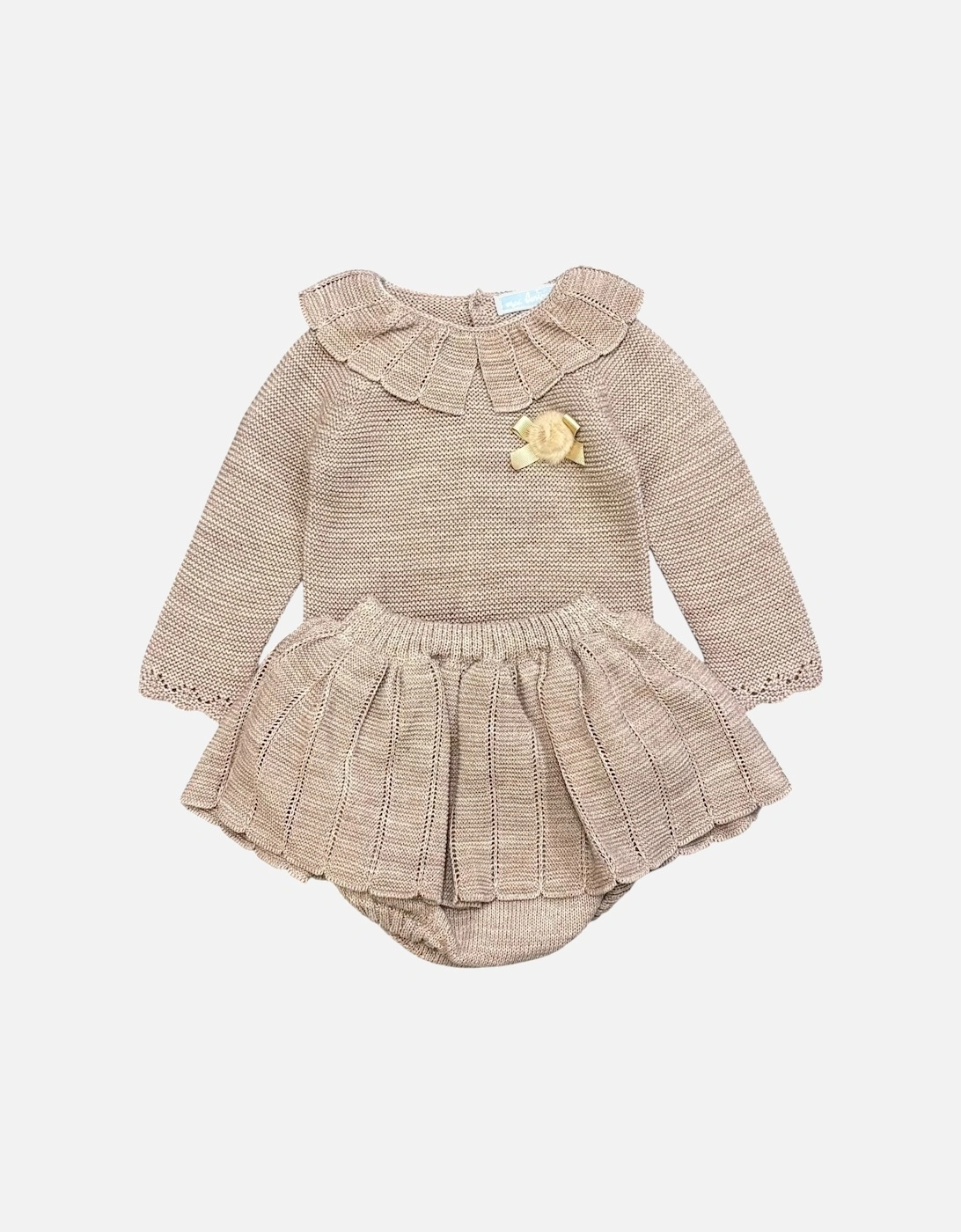 Girls Soft Brown Knit Jam Pant Set, 3 of 2