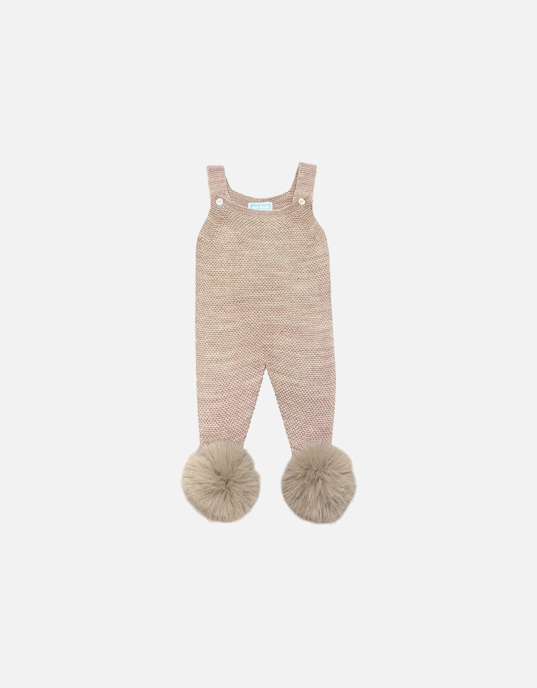 Soft Brown Knit Fur Pom Dungarees, 2 of 1