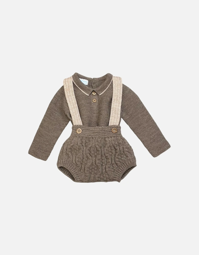 Boys Mocha Brown Knit Jam Pant Set