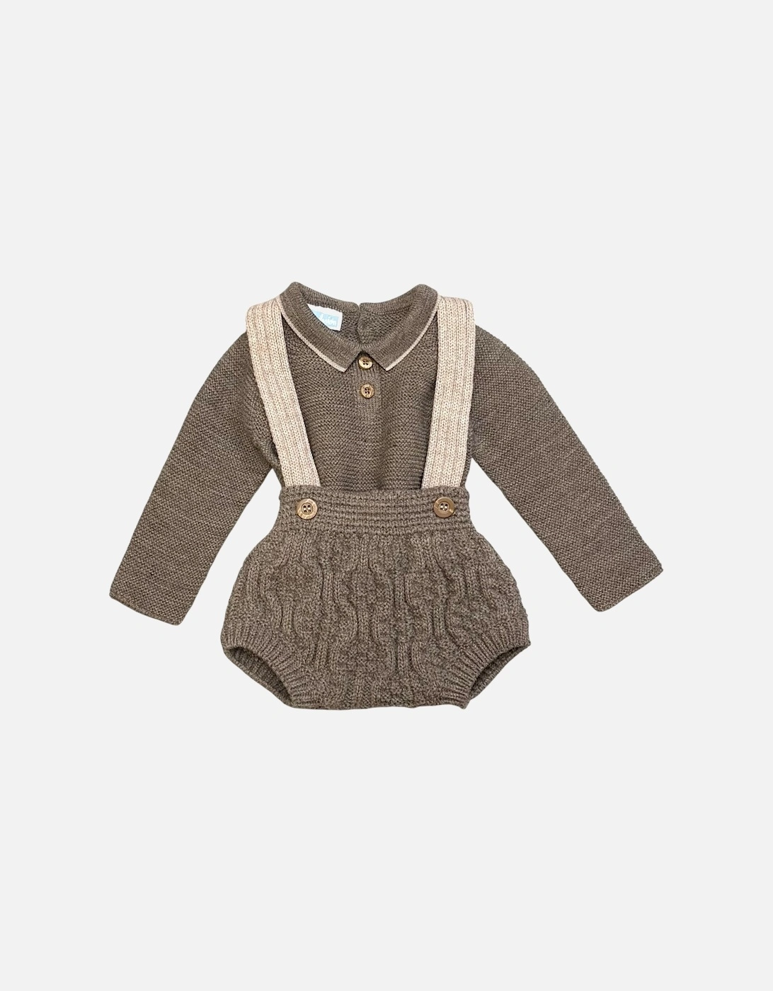 Boys Mocha Brown Knit Jam Pant Set, 3 of 2