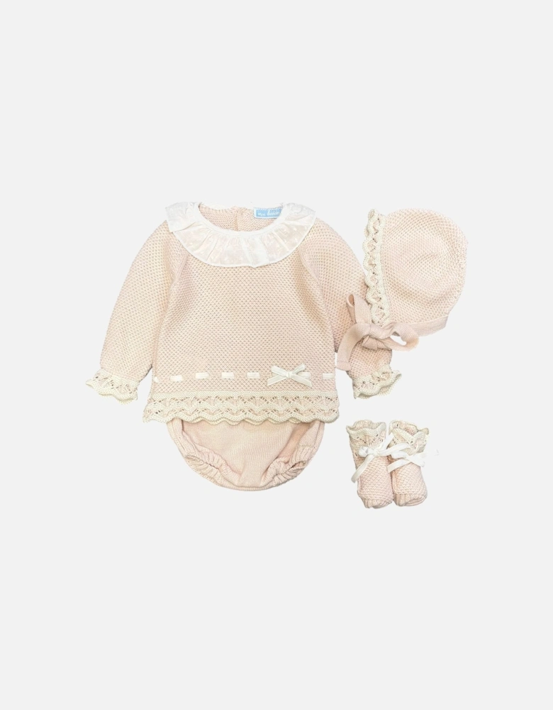 Girls Peach Pink Knit Jam Pant Set