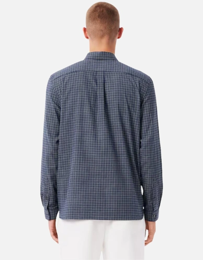Regular Fit Plaid Flannel Shirt - Navy/White