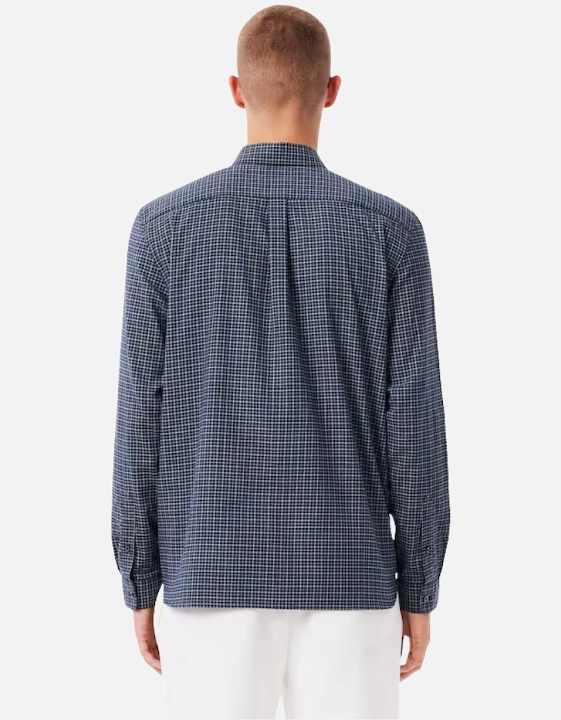 Regular Fit Plaid Flannel Shirt - Navy/White