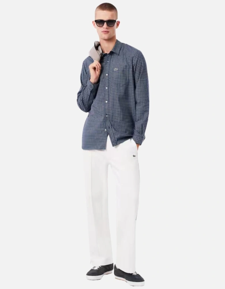 Regular Fit Plaid Flannel Shirt - Navy/White