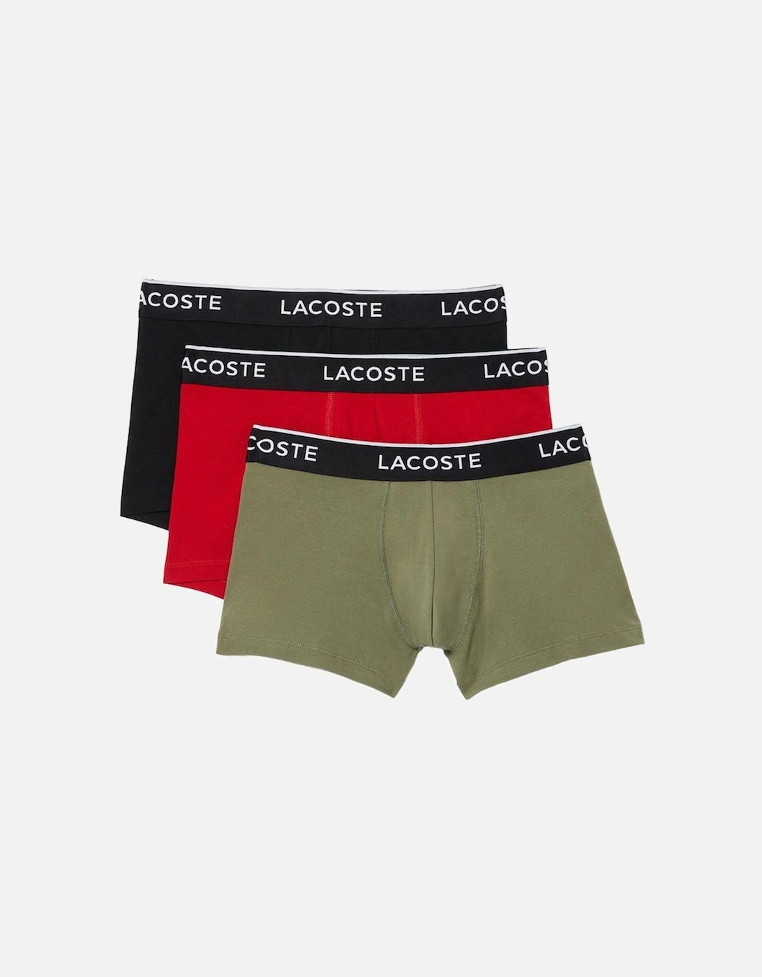 3-Pack Casual Boxer Trunks, Black/Red/Khaki, 5 of 4