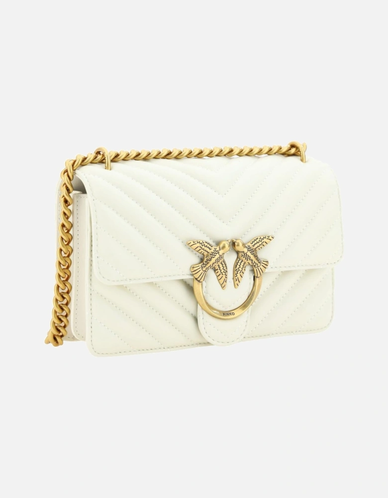 Calfskin Quilted One Shoulder Bag with Gold Logo Embossing. Women -
