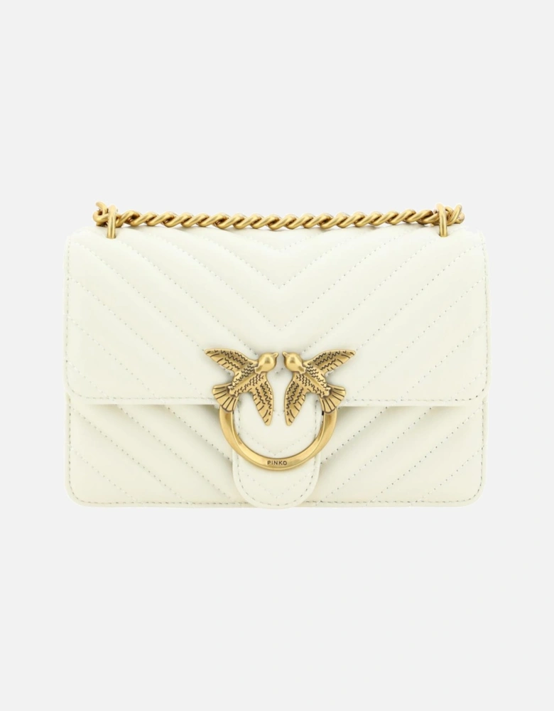 Calfskin Quilted One Shoulder Bag with Gold Logo Embossing. Women -