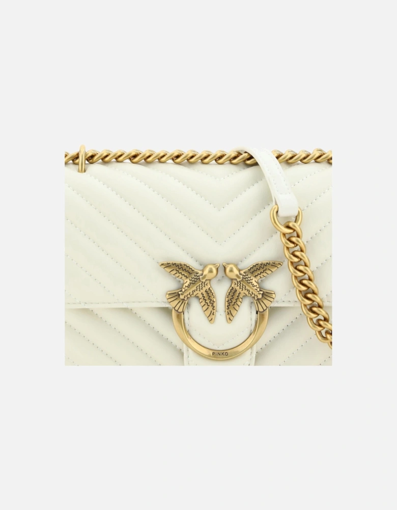 Calfskin Quilted One Shoulder Bag with Gold Logo Embossing. Women -