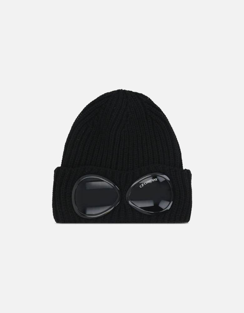 Merino Wool Goggle Hat Black