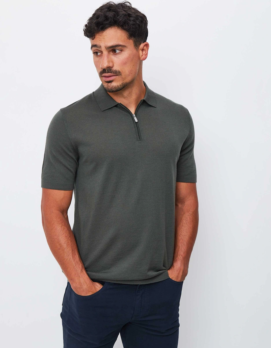 Merino Zip Polo Shirt