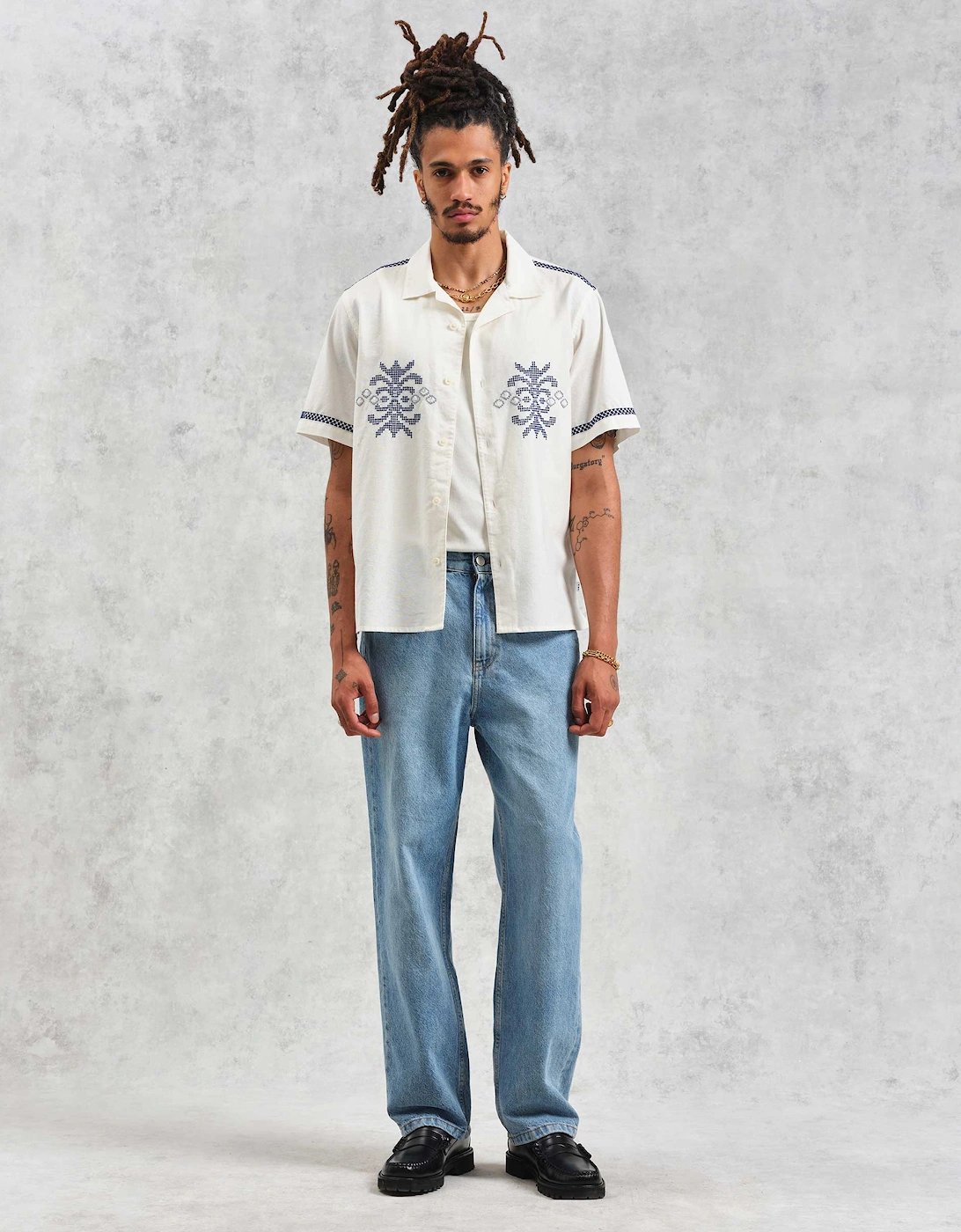 Linen Mix Embroidered Didcot Shirt