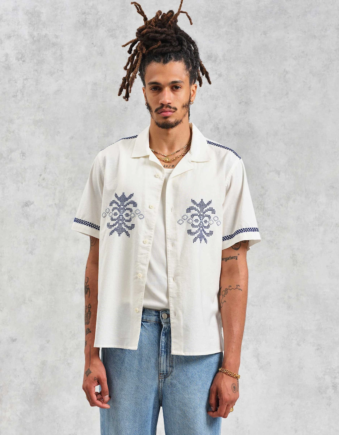 Linen Mix Embroidered Didcot Shirt