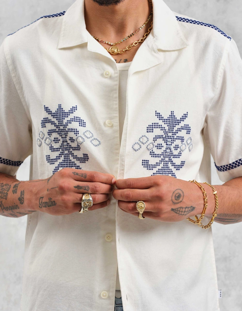 Linen Mix Embroidered Didcot Shirt