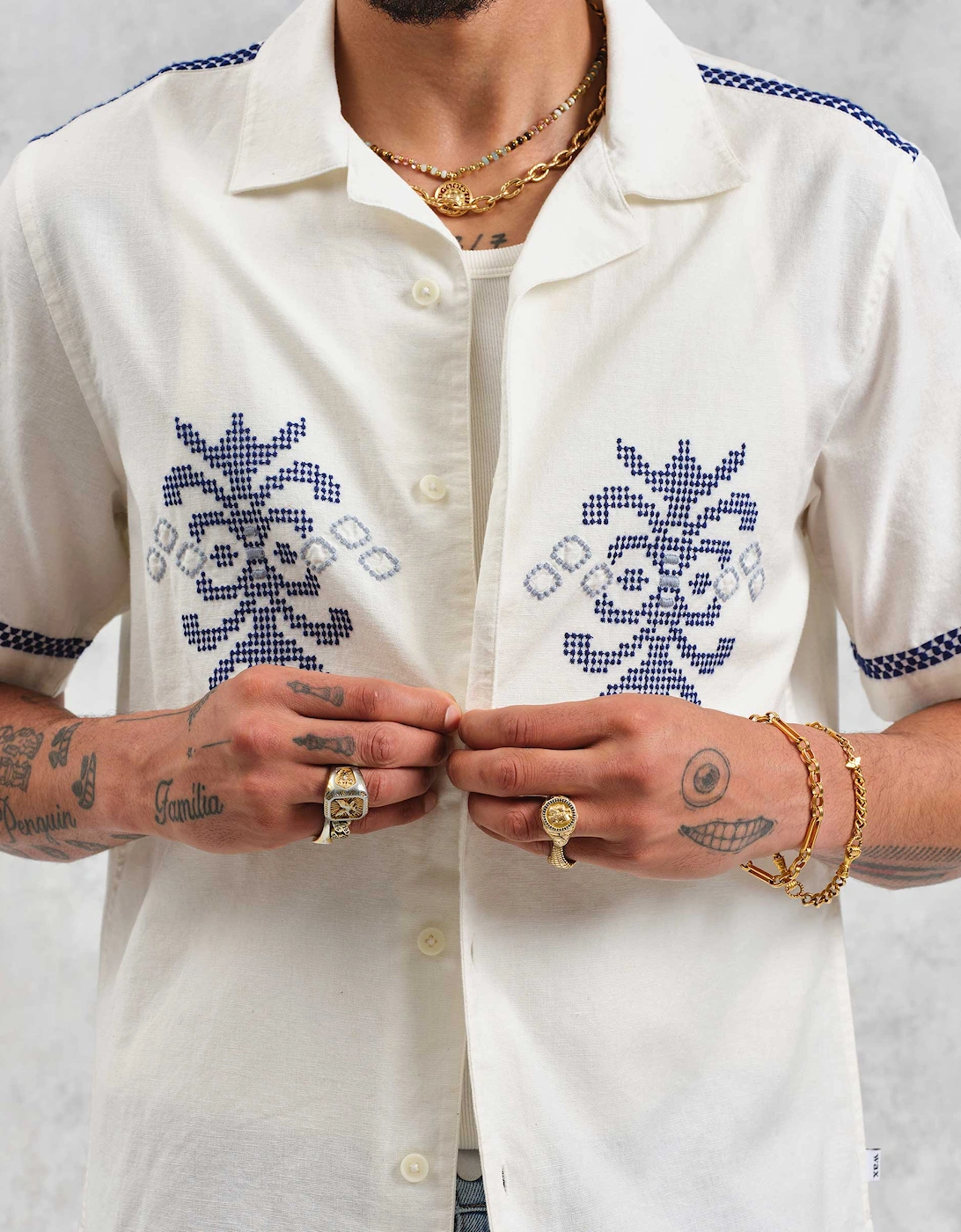 Linen Mix Embroidered Didcot Shirt