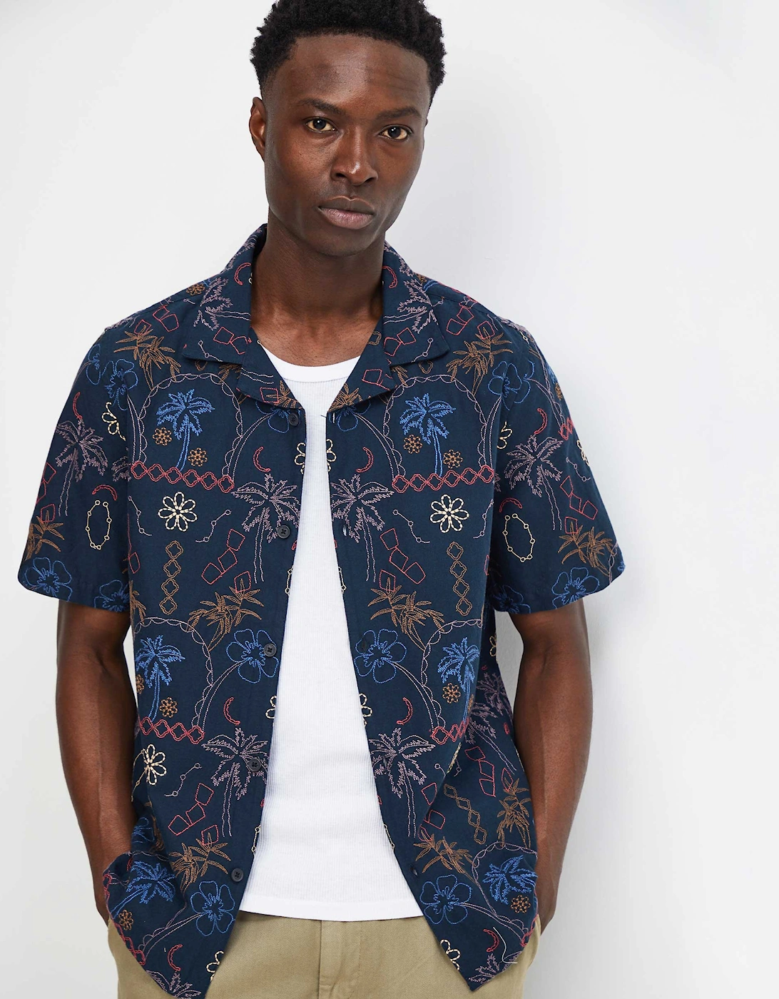 Embroidered Palm Tree Didcot Shirt