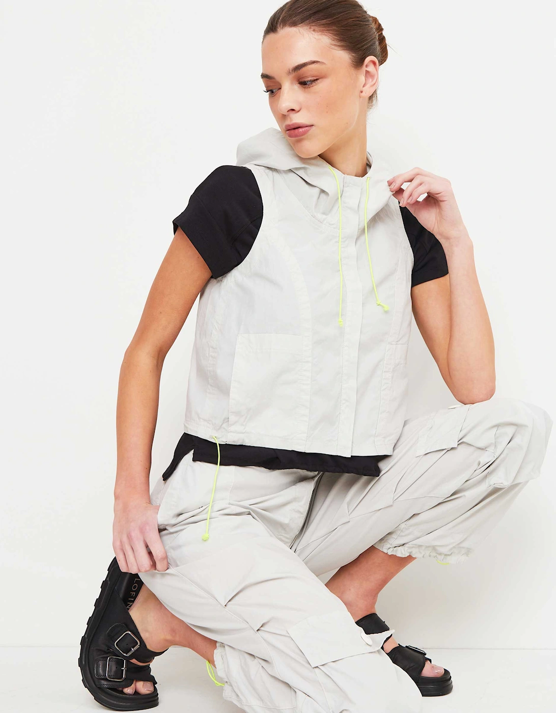 Cropped Hooded Waistcoat