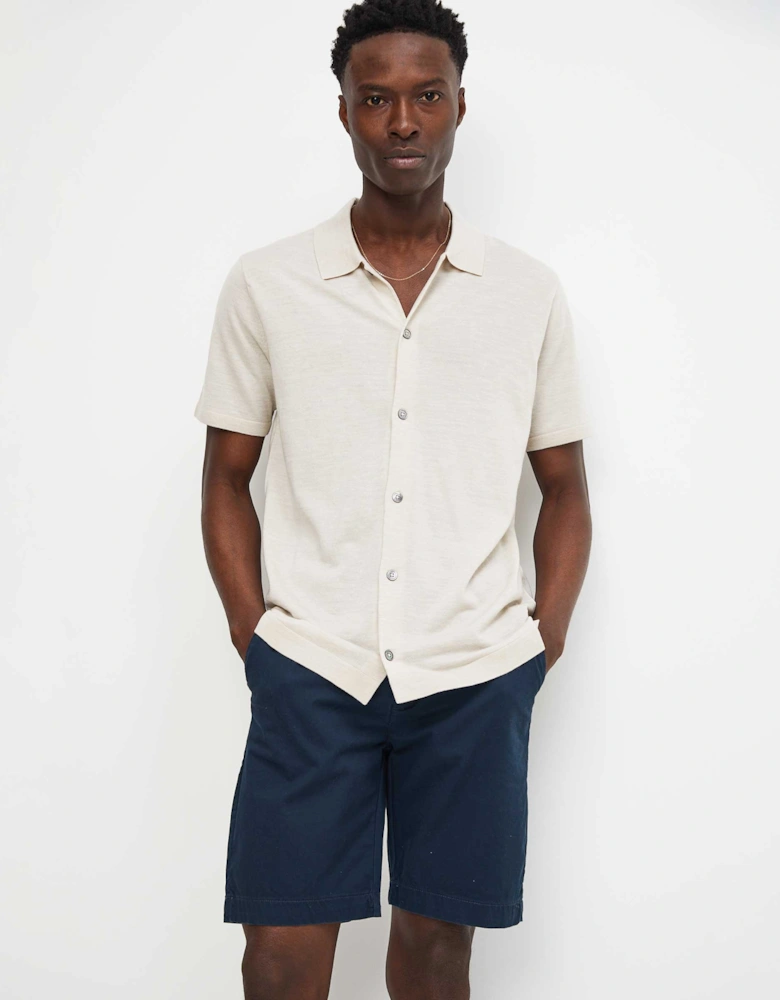 Fine Merino Button Polo Shirt