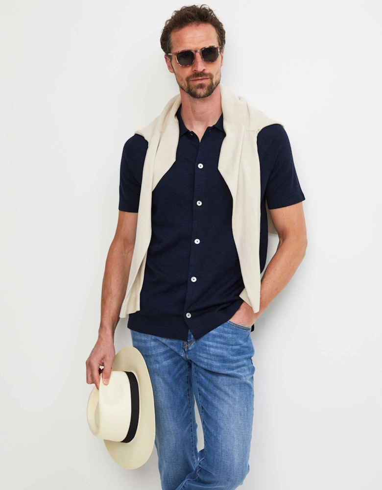 Fine Merino Button Polo Shirt