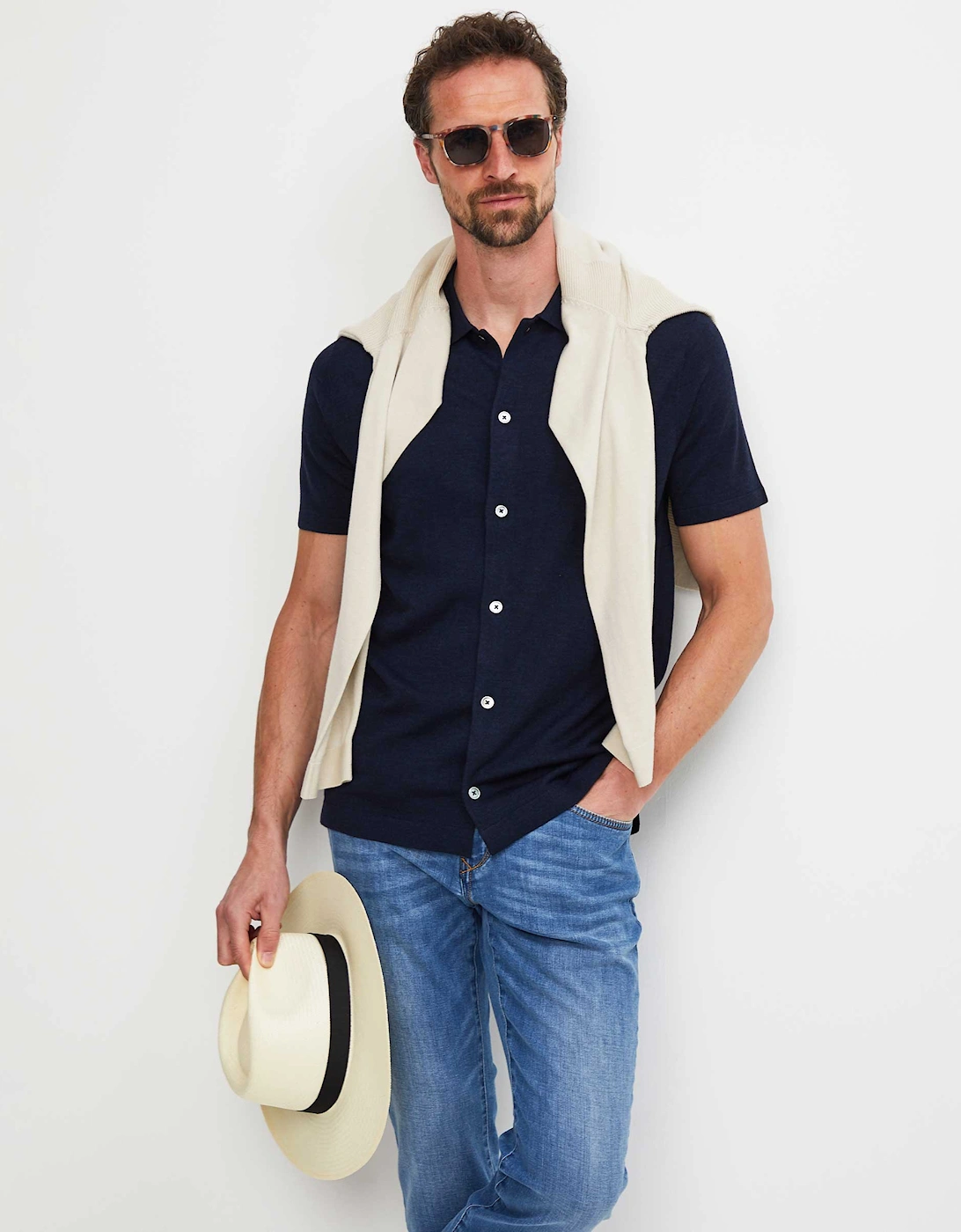 Fine Merino Button Polo Shirt