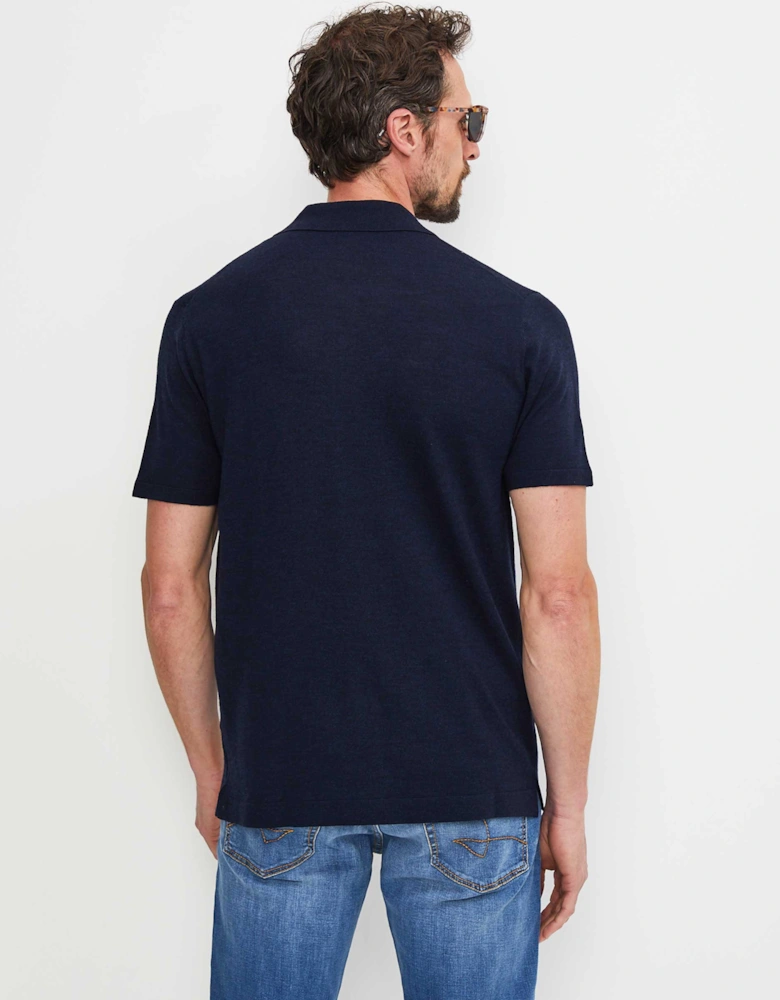 Fine Merino Button Polo Shirt