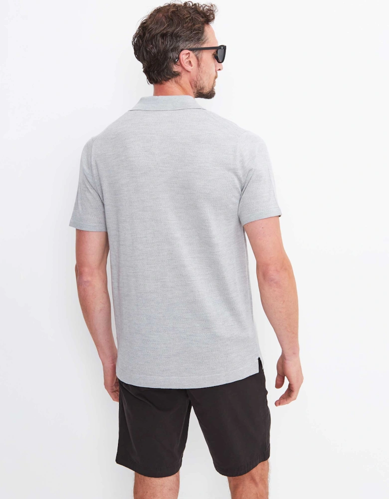 Fine Merino Button Polo Shirt