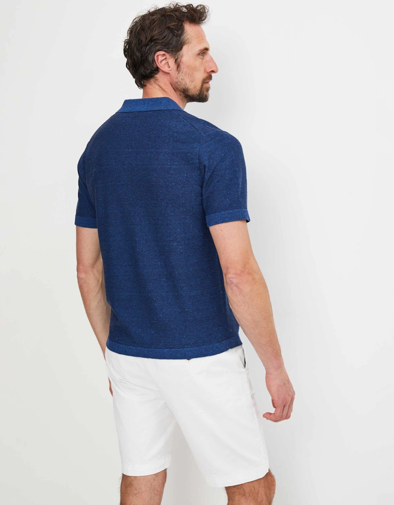 Merino Linen Open Collar Polo