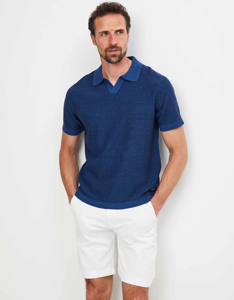 Merino Linen Open Collar Polo