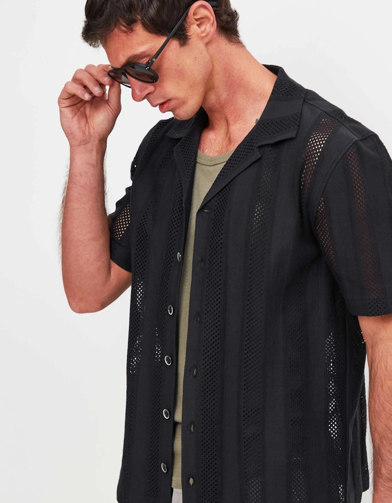 Perforated Stripe Piko-1 Shirt