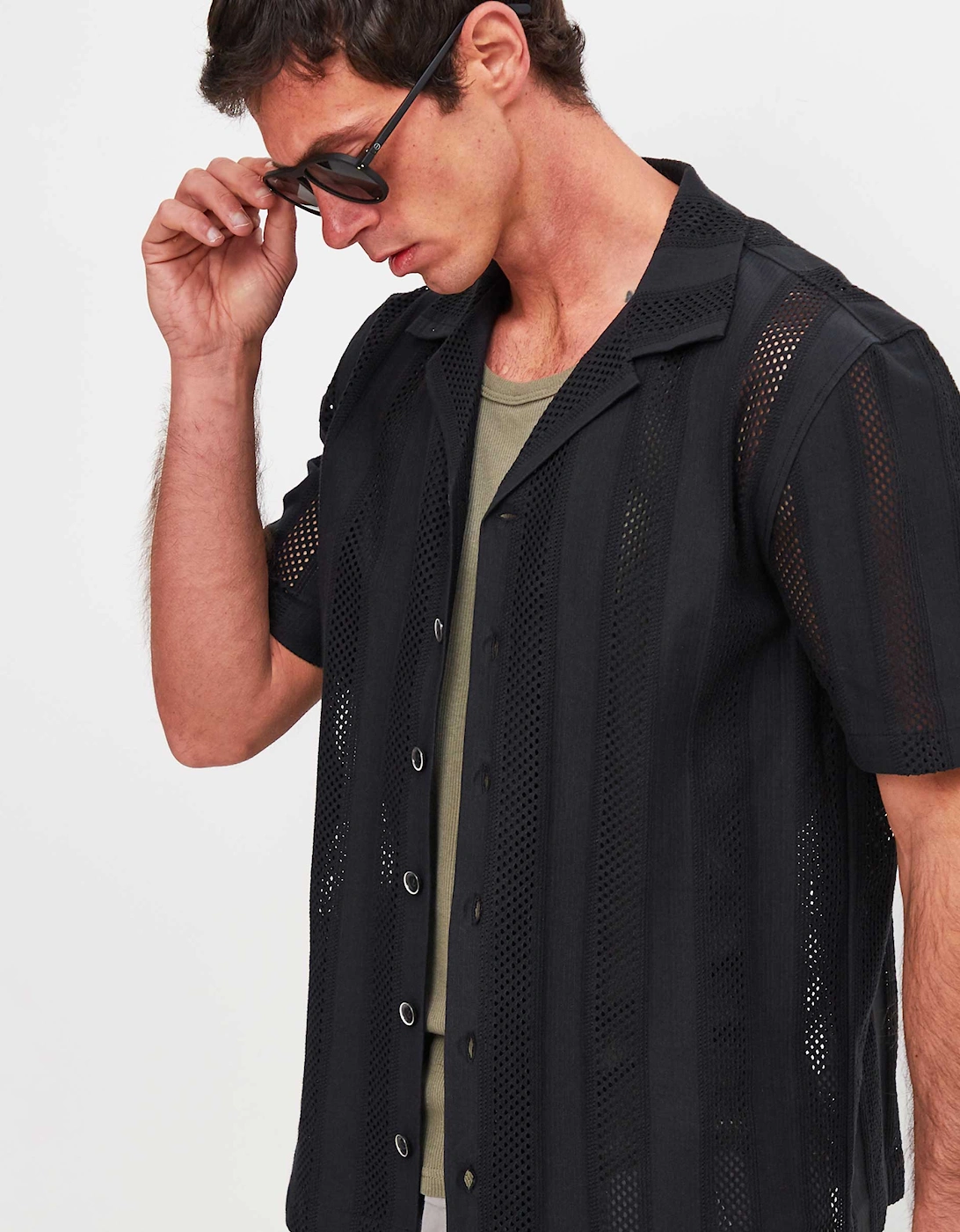 Perforated Stripe Piko-1 Shirt