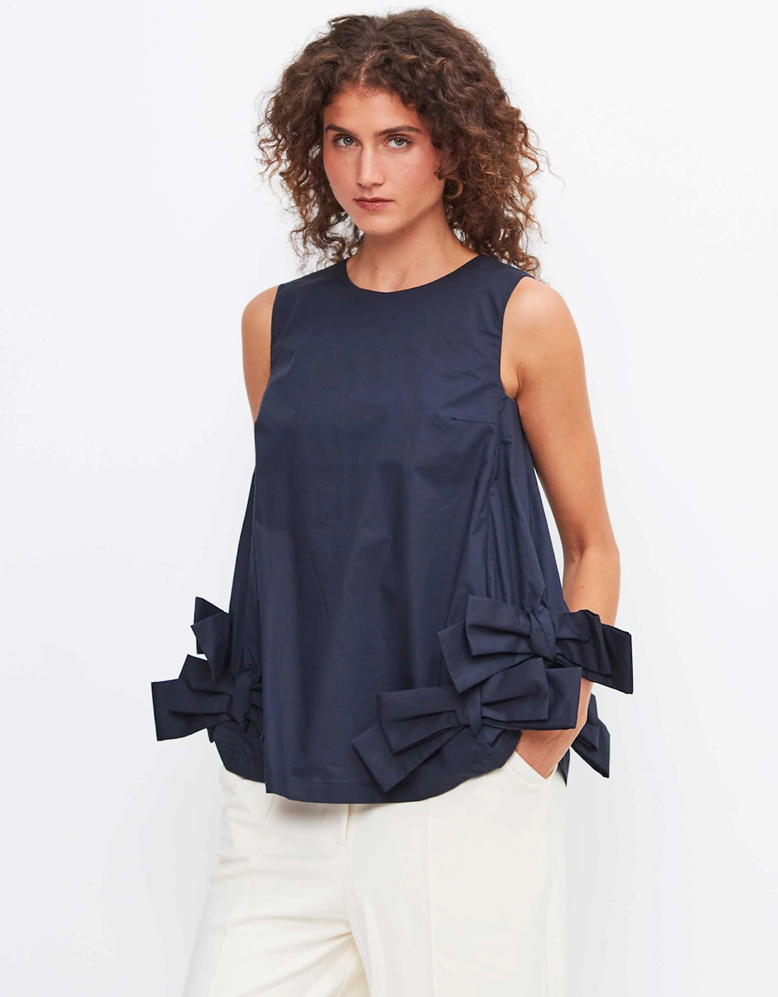 Navy Multi Bow Top