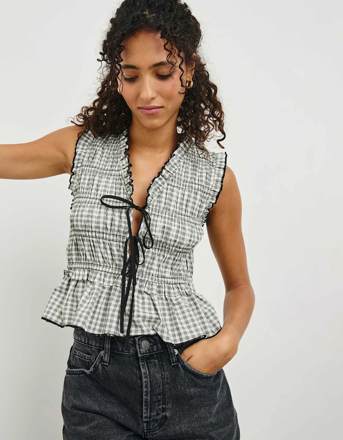 Martine Smocked Gingham Top