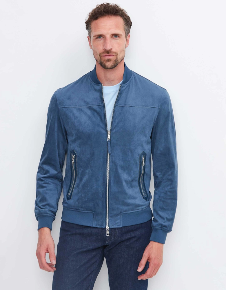Faux Suede Bomber Jacket