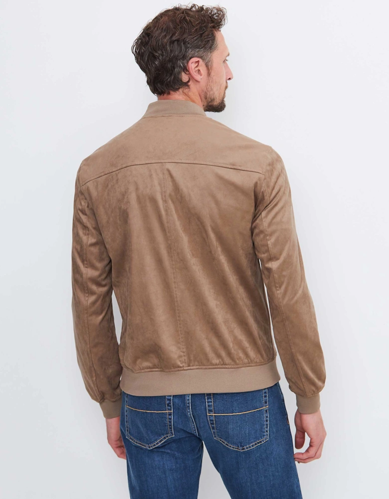 Faux Suede Bomber Jacket
