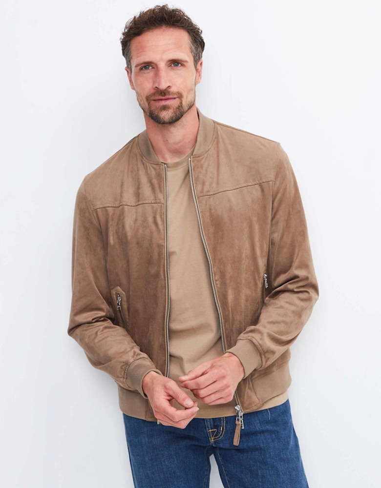 Faux Suede Bomber Jacket