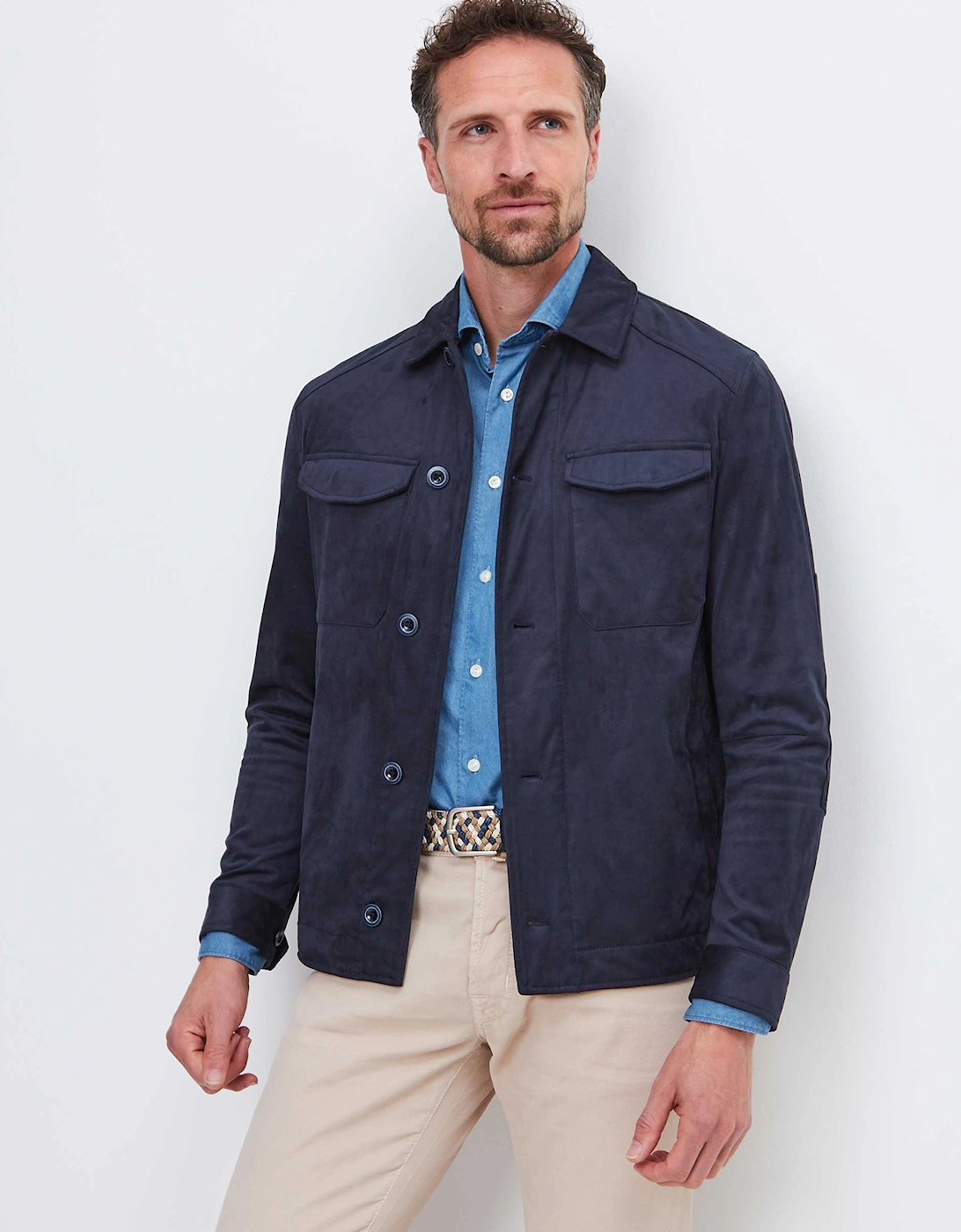 Faux Suede Pocket Jacket