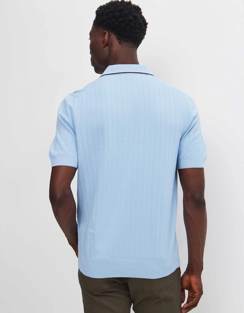 Rib Knit Polo Shirt