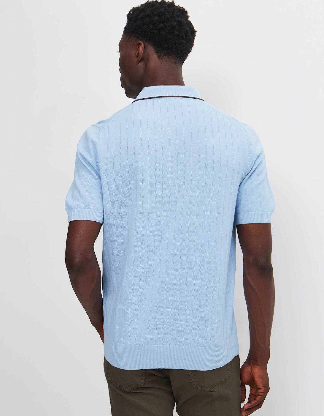 Rib Knit Polo Shirt