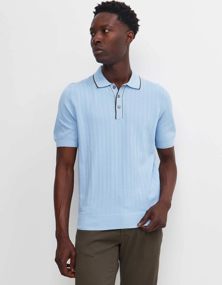 Rib Knit Polo Shirt