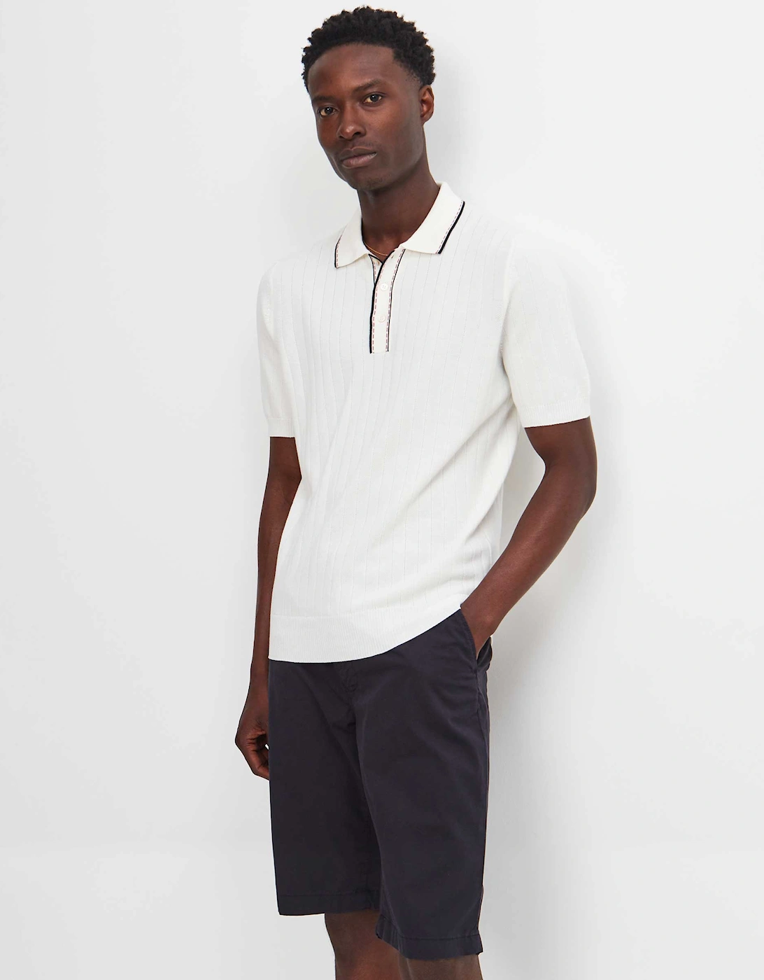 Rib Knit Polo Shirt