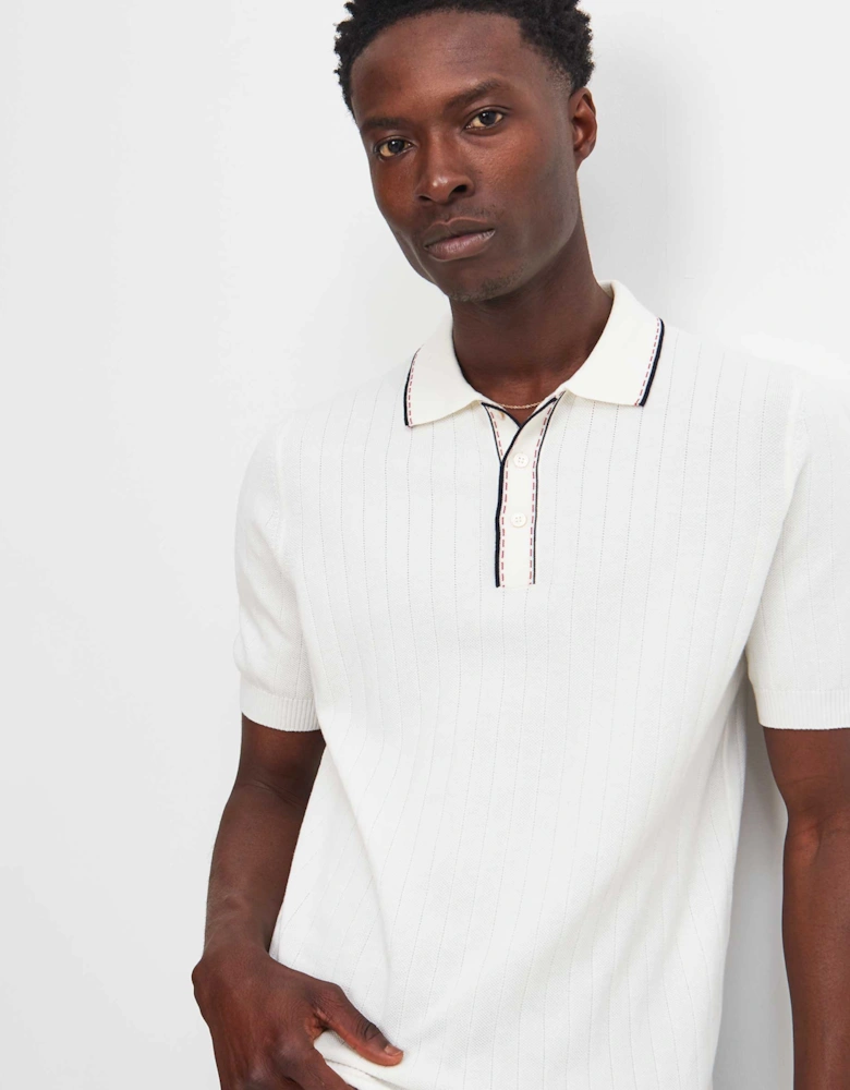 Rib Knit Polo Shirt