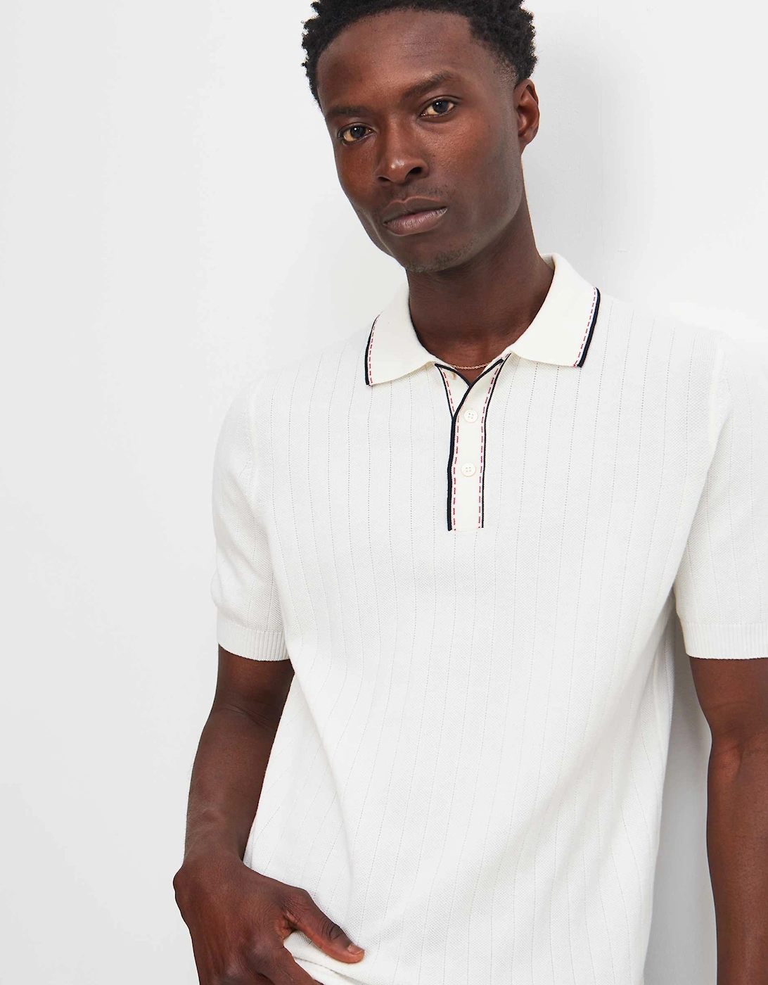 Rib Knit Polo Shirt