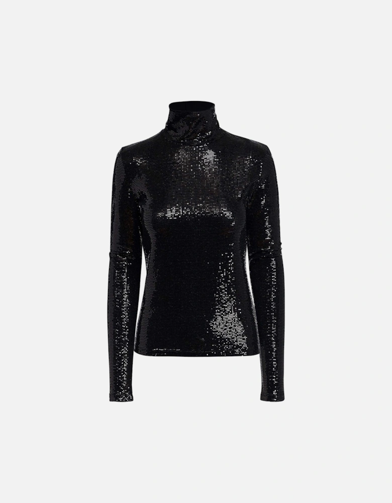 Stretch-Jersey Turtleneck Gong Top