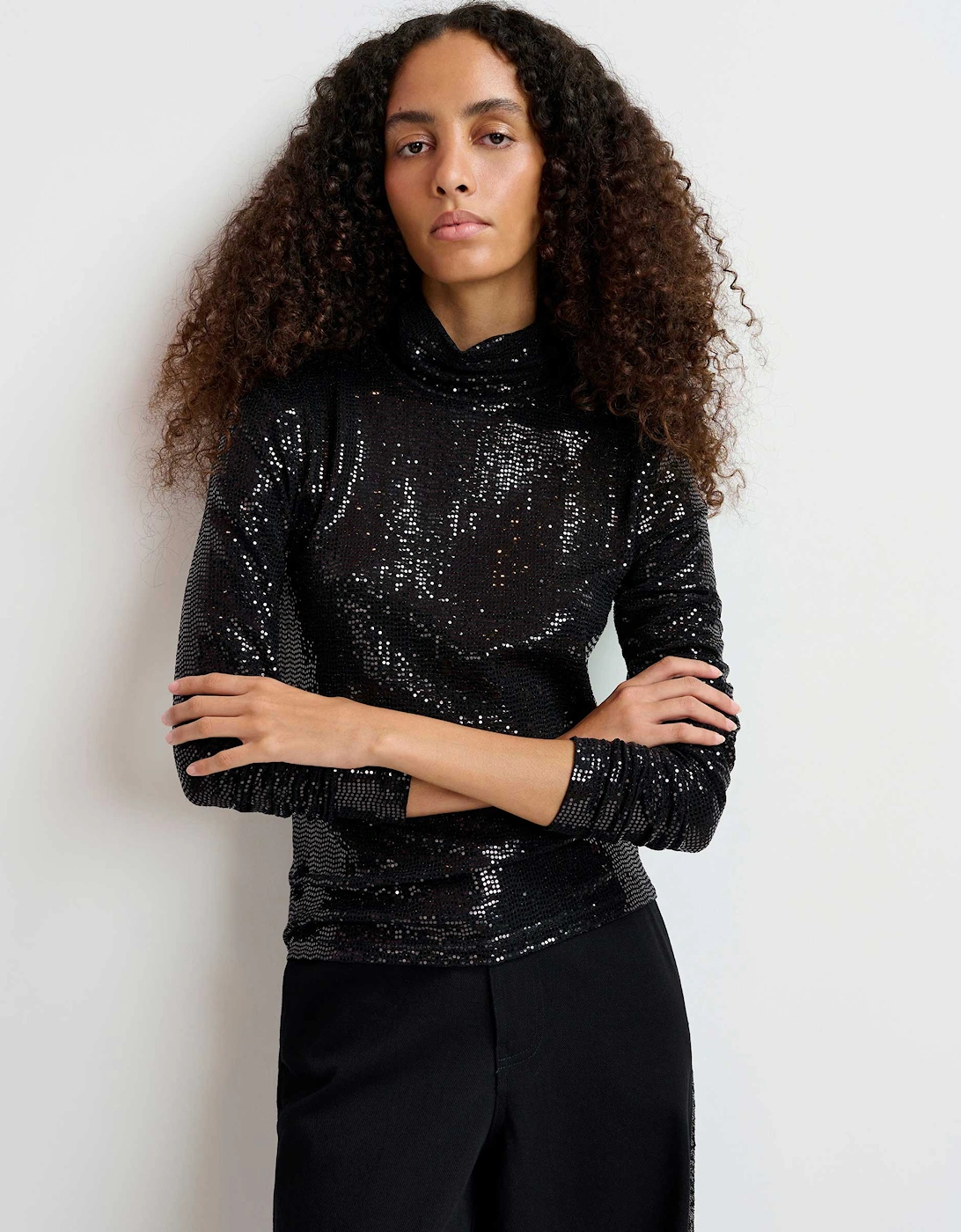 Stretch-Jersey Turtleneck Gong Top