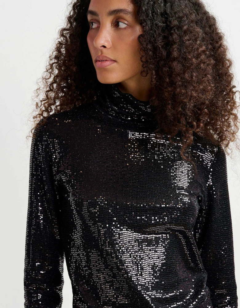 Stretch-Jersey Turtleneck Gong Top