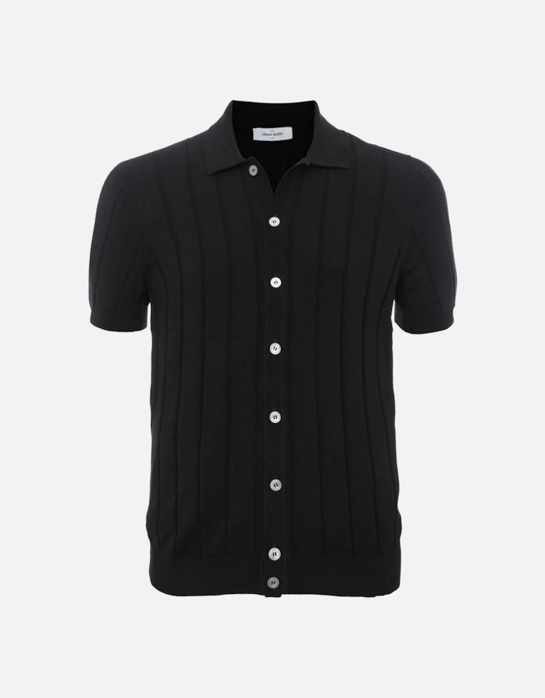 Rib Knit Button Polo Shirt