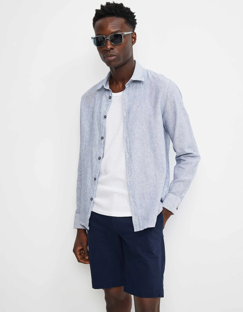 Cotton Linen Micro Striped Shirt