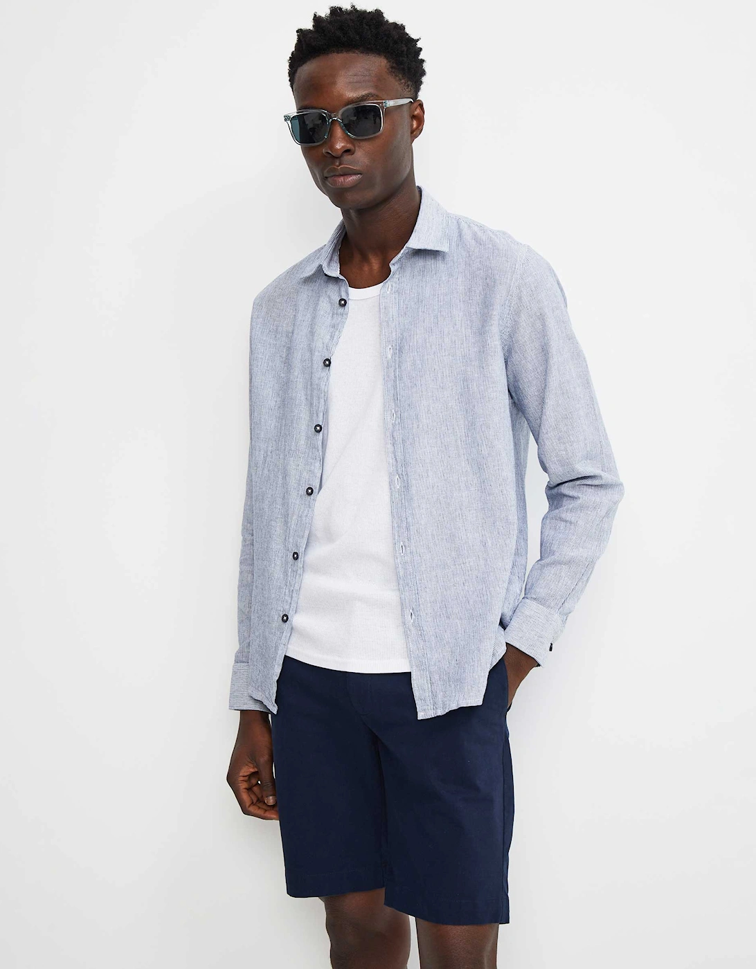 Cotton Linen Micro Striped Shirt