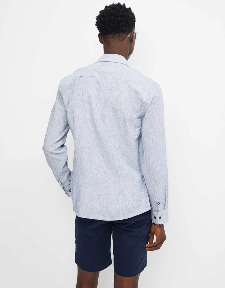Cotton Linen Micro Striped Shirt