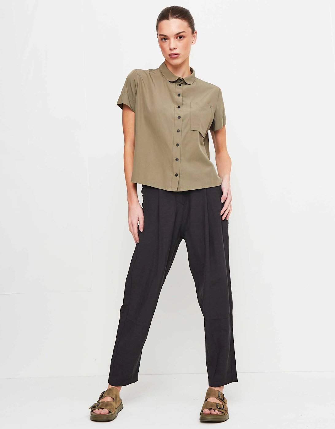 Drape Linen Blend Trousers