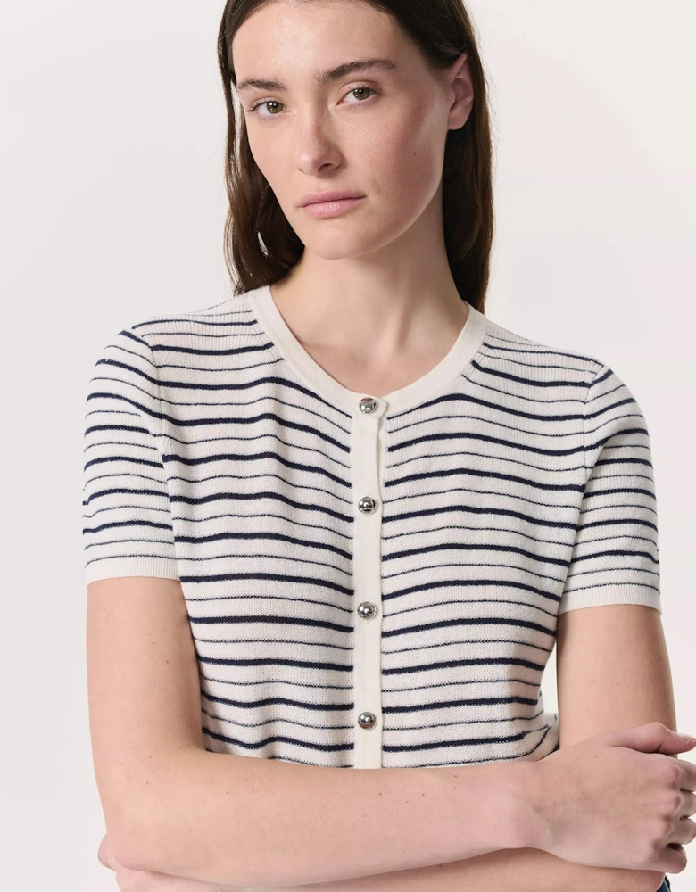 Dina Striped Cotton-Blend Cardigan